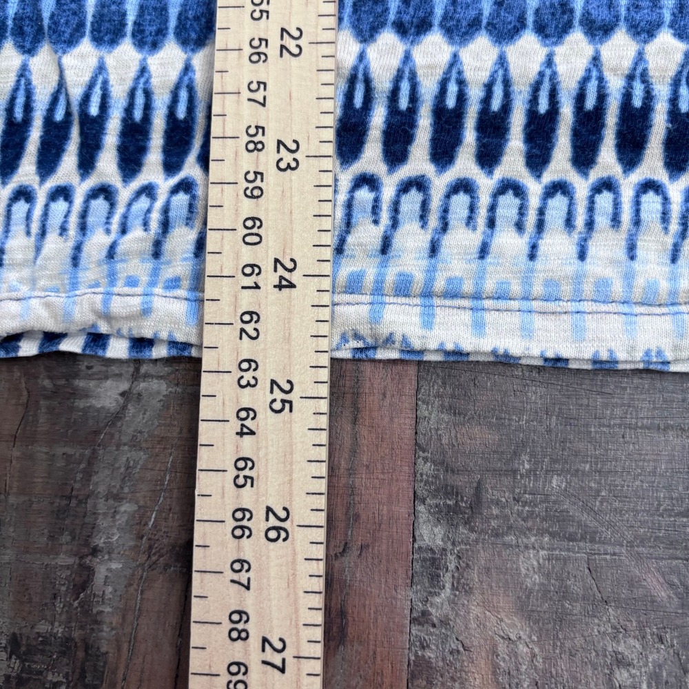 Chico's Slub Knit Boho Coastal Tee Blue Geometric V-Neck Short Sleeve 2 (US L) - Picture 5 of 8
